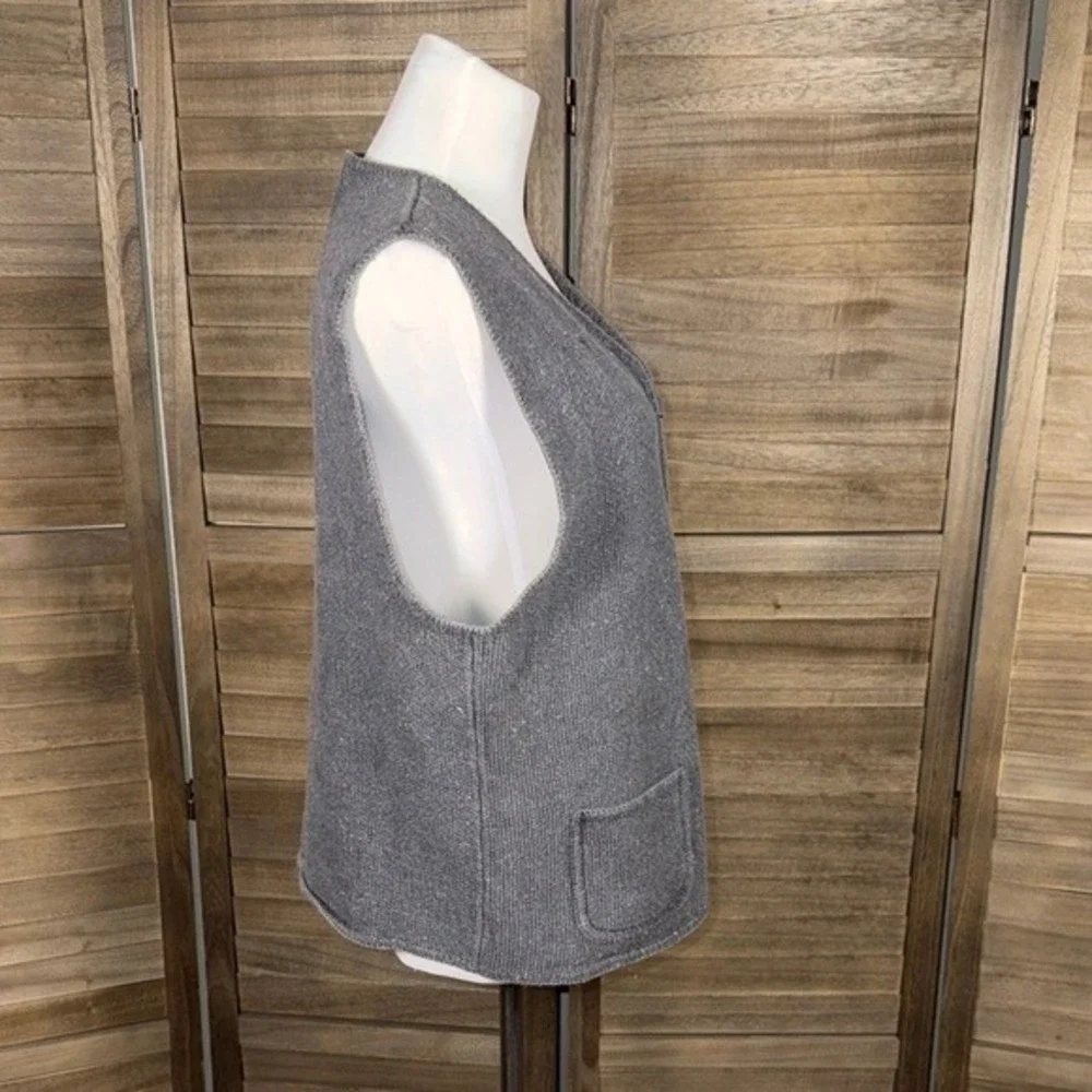 Structure Sweater Vest Mens Large La Collezioni Gray Full Zip Ramie Cotton Blend